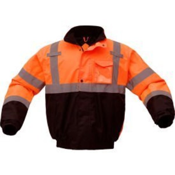Gss Safety GSS Safety 8002 Class 3 Waterproof Quilt-Lined Bomber Jacket, Orange/Black, 3XL 8002-3XL
